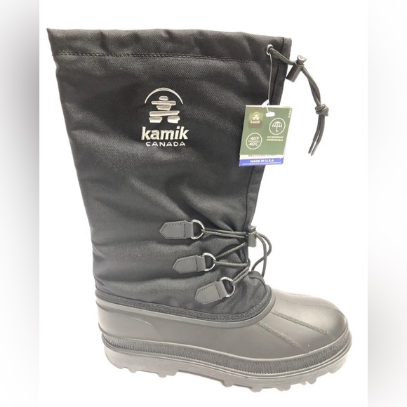 Kamik Men's Canuck, Black Waterproof Boots, Size 11M